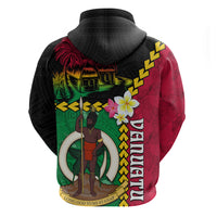 Vanuatu Nakamal and Plumeria Flowers Zip Hoodie Polynesian Pattern LT03 - Polynesian Pride
