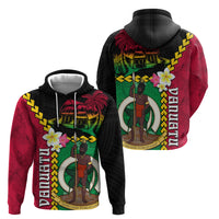 Vanuatu Nakamal and Plumeria Flowers Zip Hoodie Polynesian Pattern LT03 - Polynesian Pride
