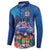 Fiji Bula Button Sweatshirt Tropical Plants with Palm Tree and Iguana Colorful