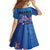 Fiji Bula Family Matching Off Shoulder Short Dress and Hawaiian Shirt Tropical Plants with Palm Tree and Iguana Colorful