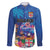 Fiji Bula Family Matching Off Shoulder Short Dress and Hawaiian Shirt Tropical Plants with Palm Tree and Iguana Colorful