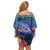 Fiji Bula Family Matching Off Shoulder Short Dress and Hawaiian Shirt Tropical Plants with Palm Tree and Iguana Colorful