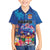 Fiji Bula Family Matching Off Shoulder Short Dress and Hawaiian Shirt Tropical Plants with Palm Tree and Iguana Colorful