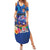 Fiji Bula Family Matching Summer Maxi Dress and Hawaiian Shirt Tropical Plants with Palm Tree and Iguana Colorful
