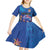 Fiji Bula Kid Short Sleeve Dress Tropical Plants with Palm Tree and Iguana Colorful