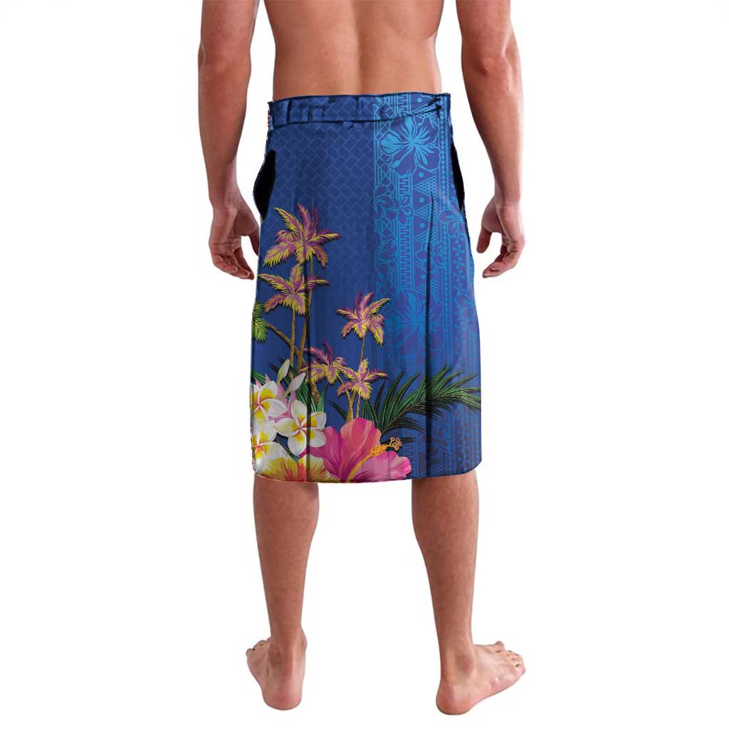 Fiji Bula Lavalava Tropical Plants with Palm Tree and Iguana Colorful