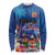 Fiji Bula Long Sleeve Shirt Tropical Plants with Palm Tree and Iguana Colorful
