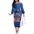 Fiji Bula Off The Shoulder Long Sleeve Dress Tropical Plants with Palm Tree and Iguana Colorful