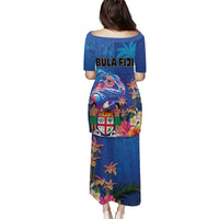 Fiji Bula Puletasi Tropical Plants with Palm Tree and Iguana Colorful