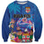 Fiji Bula Sweatshirt Tropical Plants with Palm Tree and Iguana Colorful