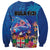 Fiji Bula Sweatshirt Tropical Plants with Palm Tree and Iguana Colorful