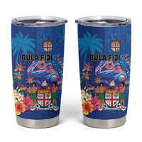 Fiji Bula Tumbler Cup Tropical Plants with Palm Tree and Iguana Colorful