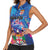 Fiji Bula Women Sleeveless Polo Shirt Tropical Plants with Palm Tree and Iguana Colorful