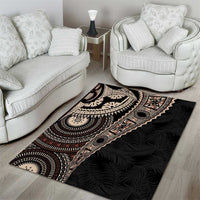 Fiji Traditional Masi Area Rug Tapa Art Palm Leaves Pattern