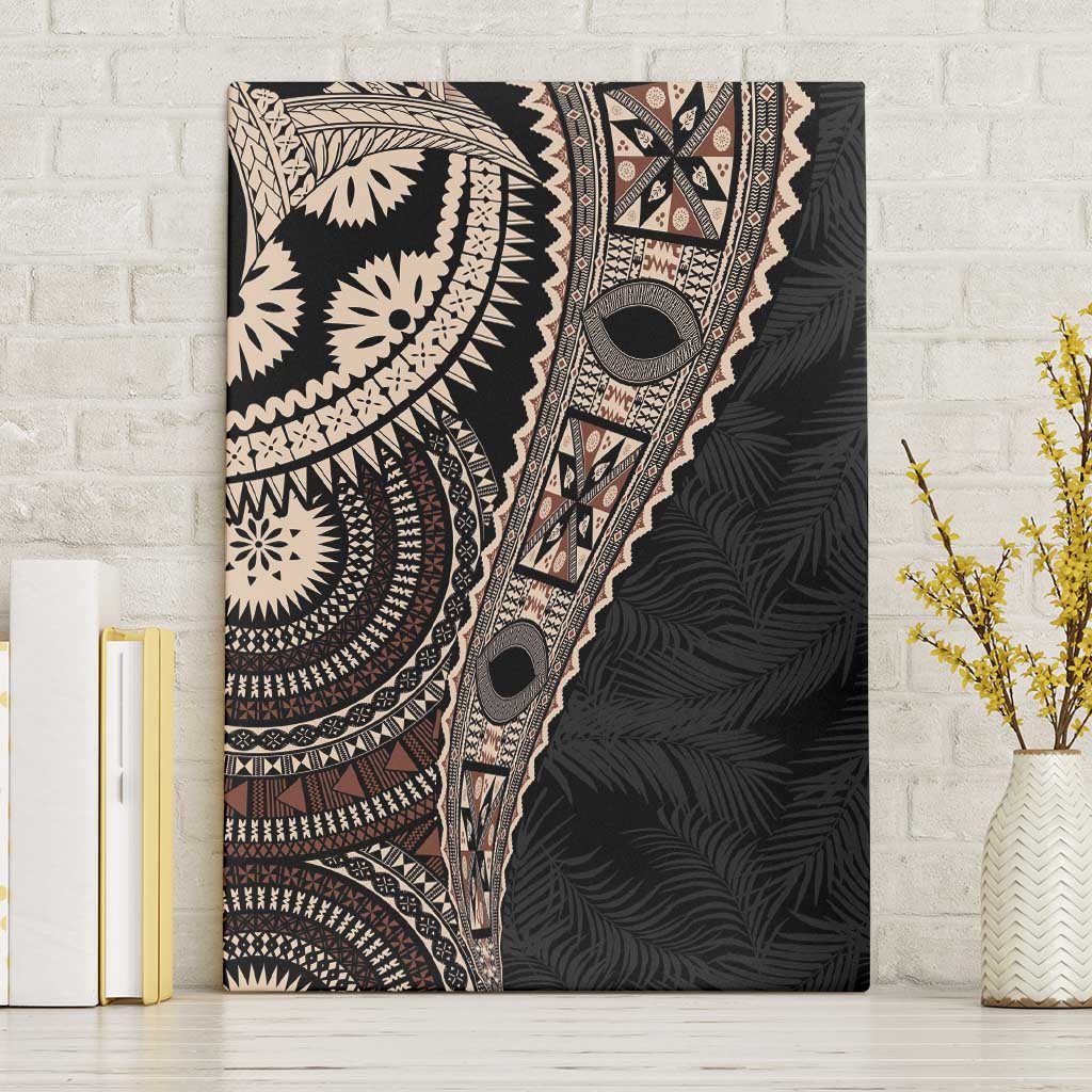 Fiji Traditional Masi Canvas Wall Art Tapa Art Palm Leaves Pattern