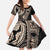 Fiji Traditional Masi Family Matching Off The Shoulder Long Sleeve Dress and Hawaiian Shirt Tapa Art Palm Leaves Pattern