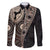 Fiji Traditional Masi Family Matching Off The Shoulder Long Sleeve Dress and Hawaiian Shirt Tapa Art Palm Leaves Pattern