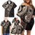 Fiji Traditional Masi Family Matching Off Shoulder Short Dress and Hawaiian Shirt Tapa Art Palm Leaves Pattern