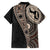 Fiji Traditional Masi Family Matching Off Shoulder Short Dress and Hawaiian Shirt Tapa Art Palm Leaves Pattern