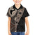Fiji Traditional Masi Family Matching Off Shoulder Short Dress and Hawaiian Shirt Tapa Art Palm Leaves Pattern