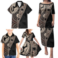 Fiji Traditional Masi Family Matching Puletasi and Hawaiian Shirt Tapa Art Palm Leaves Pattern