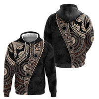 Fiji Traditional Masi Hoodie Tapa Art Palm Leaves Pattern