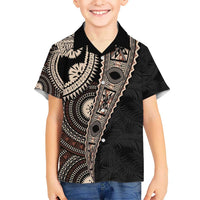 Fiji Traditional Masi Kid Hawaiian Shirt Tapa Art Palm Leaves Pattern
