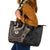 Fiji Traditional Masi Leather Tote Bag Tapa Art Palm Leaves Pattern