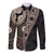Fiji Traditional Masi Long Sleeve Button Shirt Tapa Art Palm Leaves Pattern