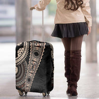 Fiji Traditional Masi Luggage Cover Tapa Art Palm Leaves Pattern