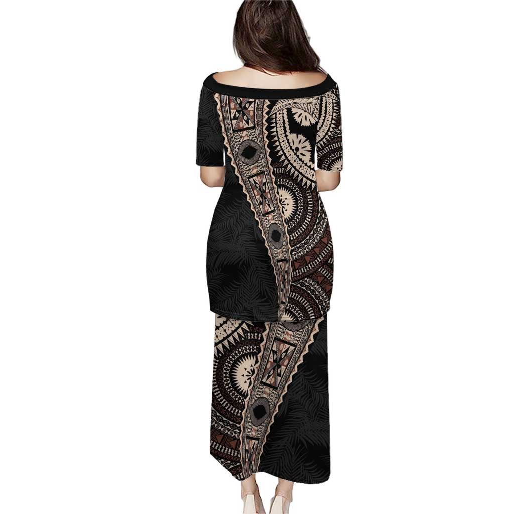 Fiji Traditional Masi Puletasi Tapa Art Palm Leaves Pattern