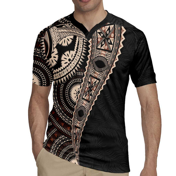 Fiji Traditional Masi Rugby Jersey Tapa Art Palm Leaves Pattern LT03