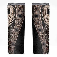 Fiji Traditional Masi Skinny Tumbler Tapa Art Palm Leaves Pattern