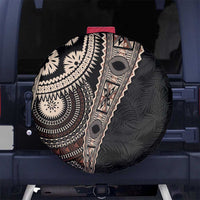 Fiji Traditional Masi Spare Tire Cover Tapa Art Palm Leaves Pattern LT03 No hole Brown - Polynesian Pride
