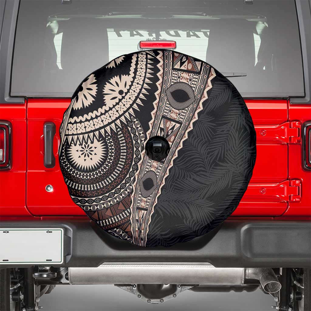 Fiji Traditional Masi Spare Tire Cover Tapa Art Palm Leaves Pattern LT03 - Polynesian Pride