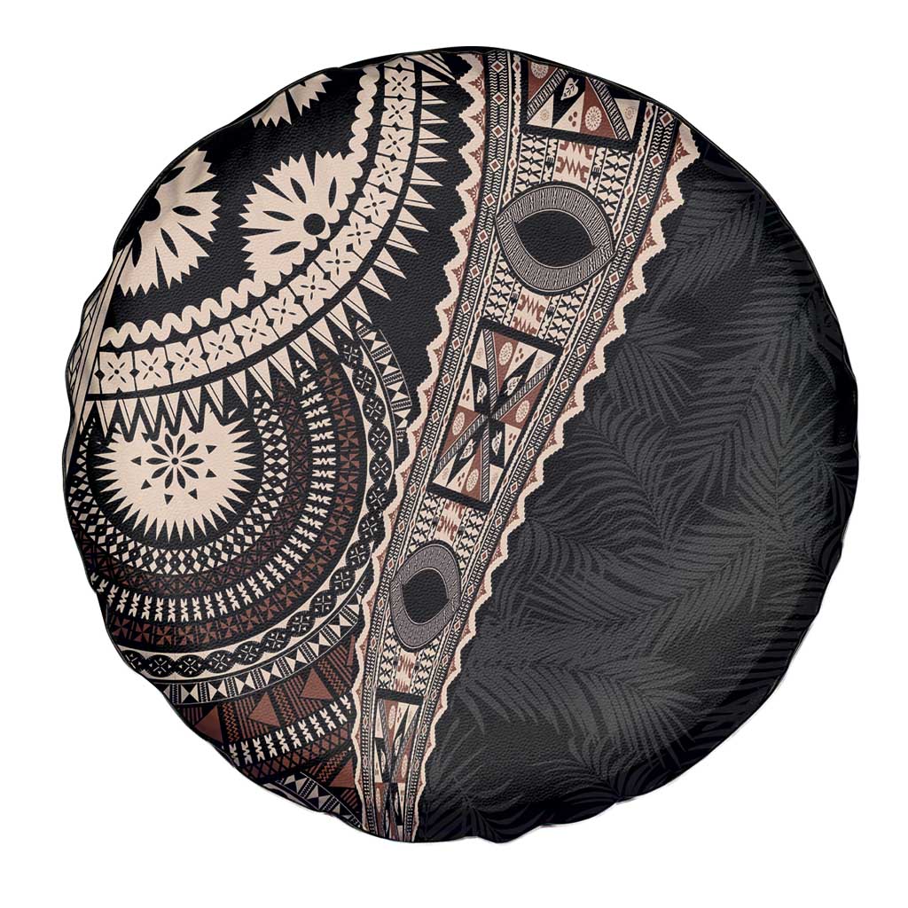 Fiji Traditional Masi Spare Tire Cover Tapa Art Palm Leaves Pattern LT03 - Polynesian Pride