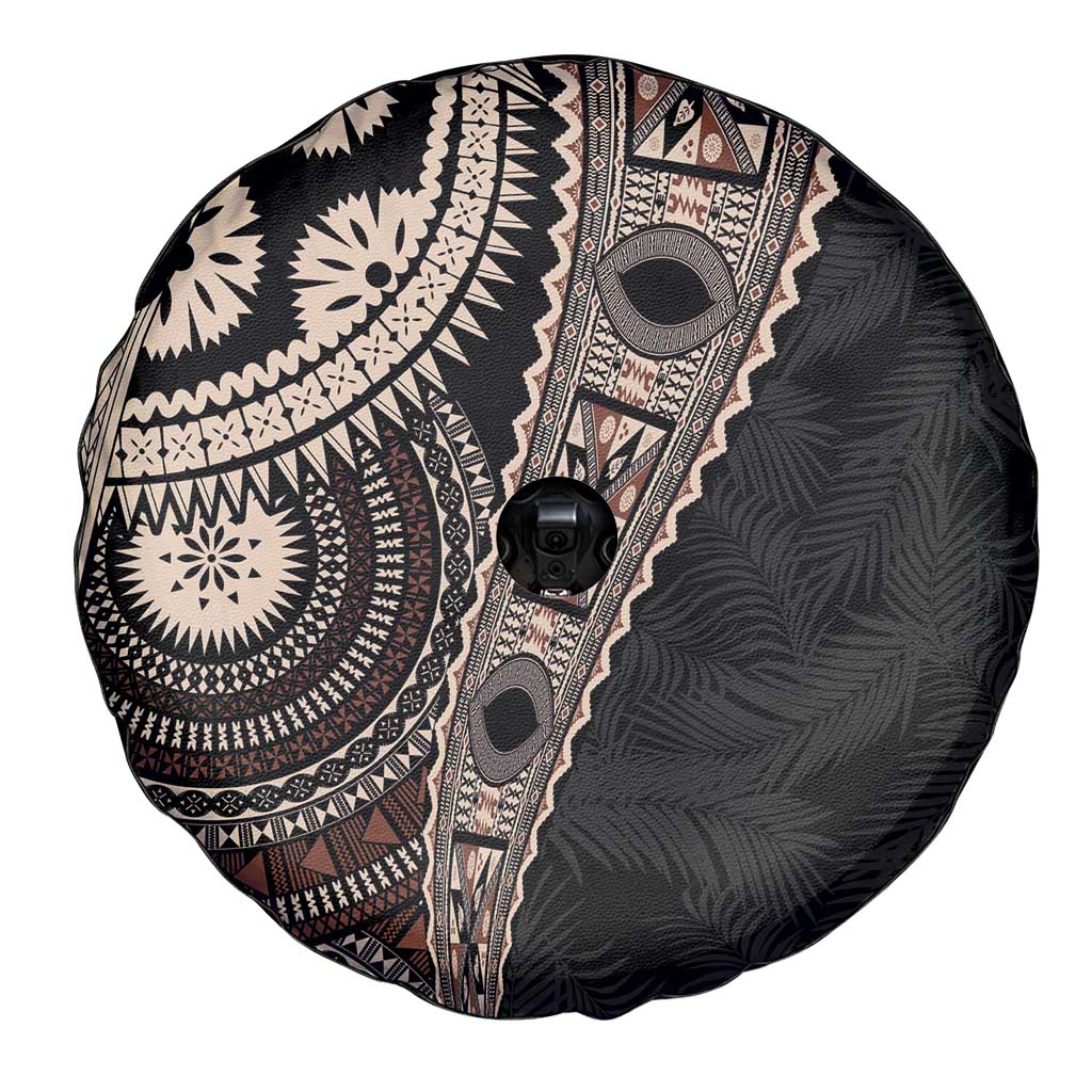 Fiji Traditional Masi Spare Tire Cover Tapa Art Palm Leaves Pattern LT03 - Polynesian Pride