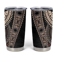 Fiji Traditional Masi Tumbler Cup Tapa Art Palm Leaves Pattern LT03 Brown - Polynesian Pride