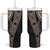 Fiji Traditional Masi Tumbler With Handle Tapa Art Palm Leaves Pattern
