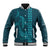 Aloha Hawaii Whale Kakau and Polynesian Tattoo Baseball Jacket Turquoise Color