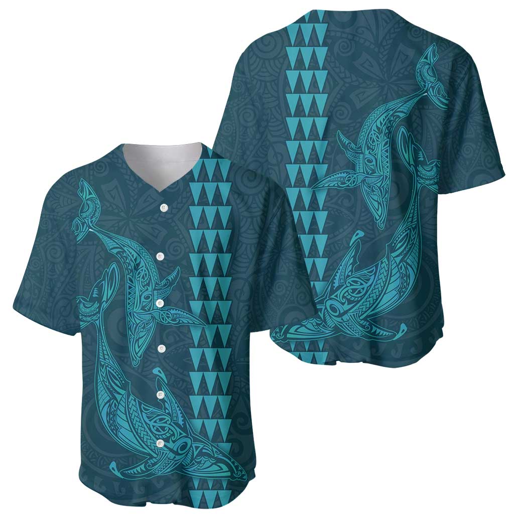 Aloha Hawaii Whale Kakau and Polynesian Tattoo Baseball Jersey Turquoise Color LT03 - Polynesian Pride