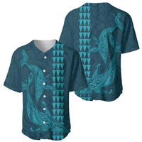 Aloha Hawaii Whale Kakau and Polynesian Tattoo Baseball Jersey Turquoise Color LT03 - Polynesian Pride