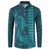 Aloha Hawaii Whale Kakau and Polynesian Tattoo Button Sweatshirt Turquoise Color