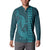 Aloha Hawaii Whale Kakau and Polynesian Tattoo Button Sweatshirt Turquoise Color