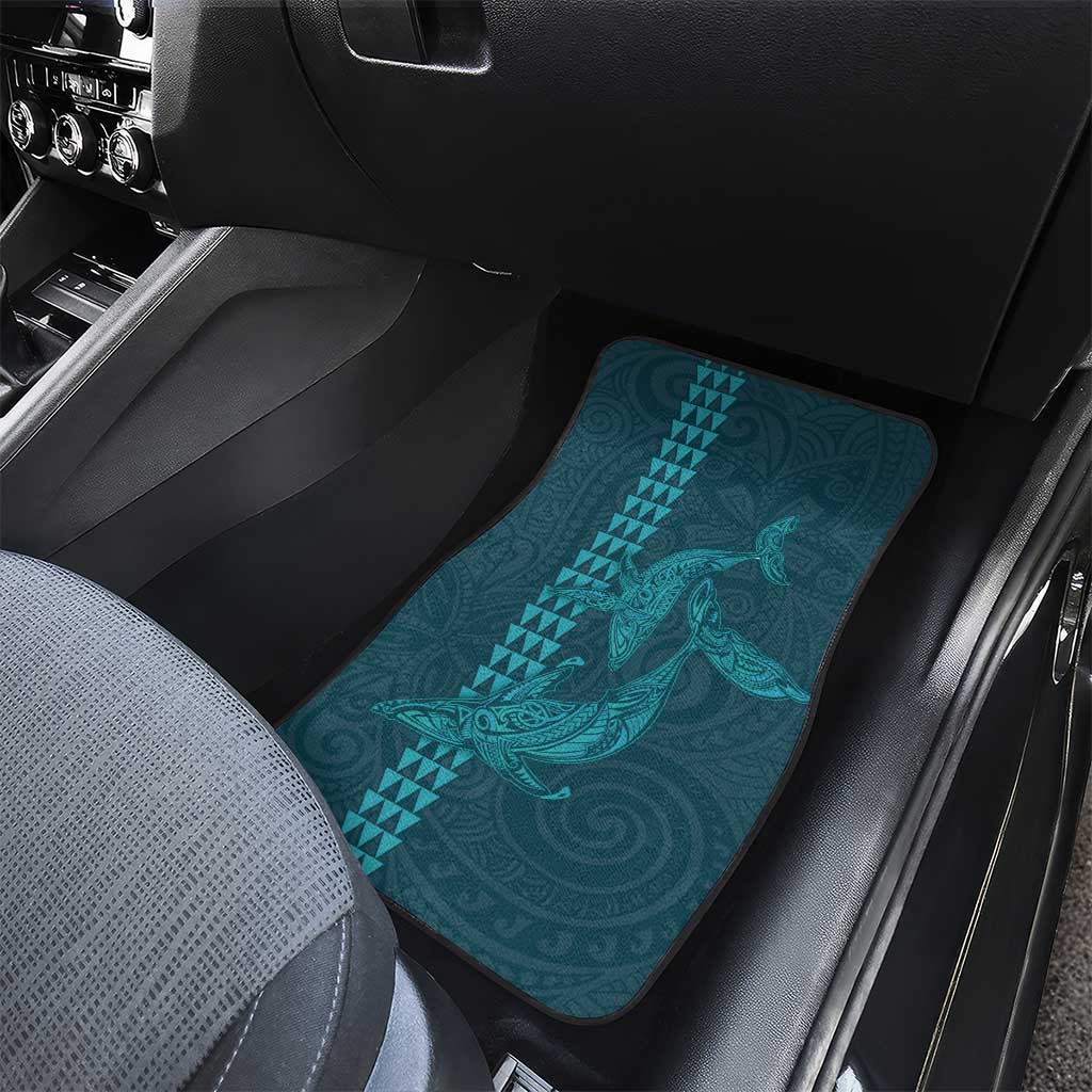Aloha Hawaii Whale Kakau and Polynesian Tattoo Car Mats Turquoise Color
