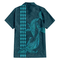 Aloha Hawaii Whale Kakau and Polynesian Tattoo Family Matching Tank Maxi Dress and Hawaiian Shirt Turquoise Color LT03 - Polynesian Pride