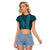 Aloha Hawaii Whale Kakau and Polynesian Tattoo Raglan Cropped T Shirt Turquoise Color
