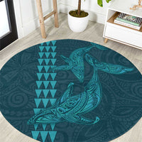 Aloha Hawaii Whale Kakau and Polynesian Tattoo Round Carpet Turquoise Color LT03 Turquoise - Polynesian Pride