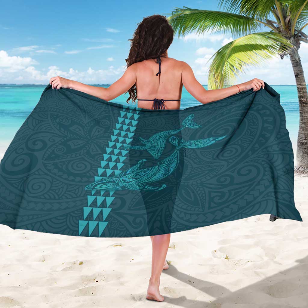 Aloha Hawaii Whale Kakau and Polynesian Tattoo Sarong Turquoise Color