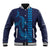 Aloha Hawaii Whale Kakau and Polynesian Tattoo Baseball Jacket Dark Navy Color